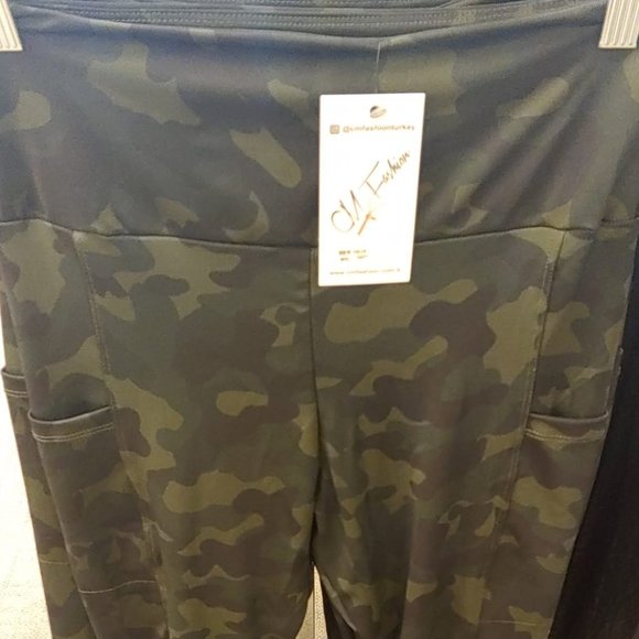 CM Fashion Womens Leggings, With Pockets--Green Camo - Picture 7 of 9